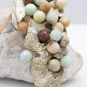 The Island Quartz Semi Precious Stones Shells Bronze Pendant
